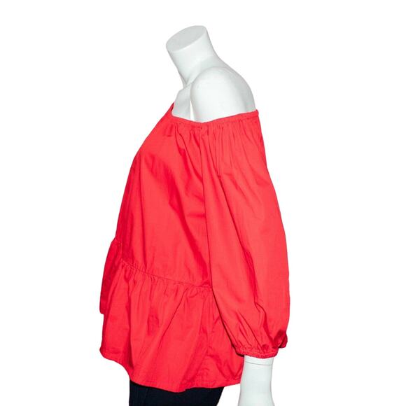 Women's Off-Shoulder Red Blouse - Picture 6 of 7